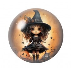 Cabochon en Verre Illustré Petite Fille Sorcière Halloween 12 à 25mm  pour la Création de Bijoux Fantaisie - DIY