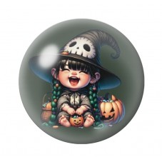 Cabochon en Verre Illustré Petite Fille Sorcière Halloween 12 à 25mm  pour la Création de Bijoux Fantaisie - DIY