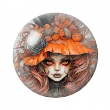 Cabochon en Verre Illustré Sorcière Halloween 12 à 25mm  pour la Création de Bijoux Fantaisie - DIY