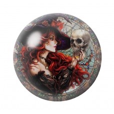 Cabochon en Verre Illustré Sorcière Crâne Halloween 12 à 25mm  pour la Création de Bijoux Fantaisie - DIY