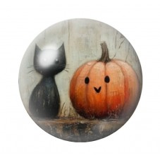 Cabochon en Verre Illustré Chat Noir Citrouille Halloween 12 à 25mm  pour la Création de Bijoux Fantaisie - DIY