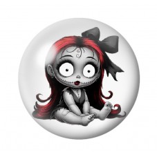 Cabochon en Verre Illustré Poupée Gothique Halloween 12 à 25mm  pour la Création de Bijoux Fantaisie - DIY