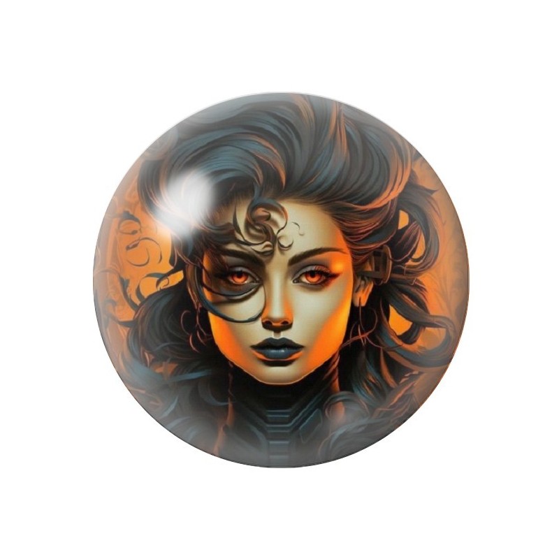 Cabochon en Verre Illustré Femme Halloween 12 à 25mm