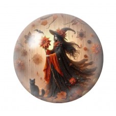Cabochon en Verre Illustré Sorcière Halloween 12 à 25mm  pour la Création de Bijoux Fantaisie - DIY