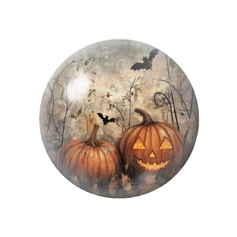 Cabochon en Verre Illustré Citrouilles Halloween 12 à 25mm