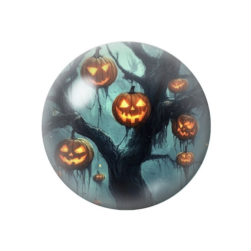 Cabochon en Verre Illustré Arbre Citrouilles Halloween 12 à 25mm