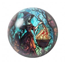 Cabochon en Verre Illustré Sorcière Halloween 12 à 25mm  pour la Création de Bijoux Fantaisie - DIY