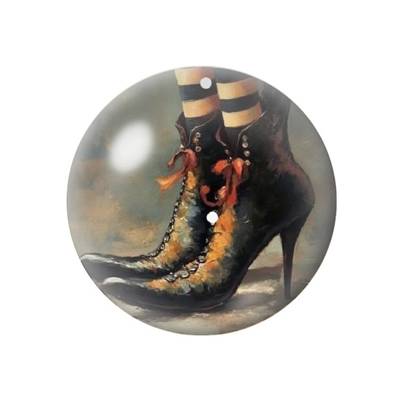 Cabochon en Verre Illustré Chaussures Sorcière Halloween 12 à 25mm