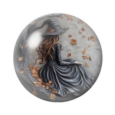 Cabochon en Verre Illustré Sorcière Halloween 12 à 25mm  pour la Création de Bijoux Fantaisie - DIY