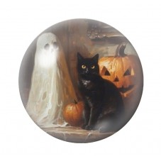 Cabochon en Verre Illustré Fantôme Chat Noir Citrouille Halloween 12 à 25mm  pour la Création de Bijoux Fantaisie - DIY