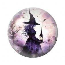 Cabochon en Verre Illustré Sorcière Halloween 12 à 25mm  pour la Création de Bijoux Fantaisie - DIY
