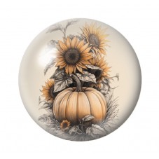 Cabochon en Verre Illustré Citrouille Tournesols Halloween 12 à 25mm  pour la Création de Bijoux Fantaisie - DIY