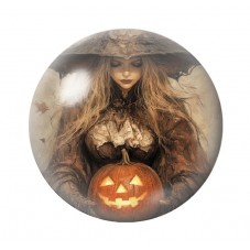 Cabochon en Verre Illustré Sorcière Citrouille Halloween 12 à 25mm  pour la Création de Bijoux Fantaisie - DIY