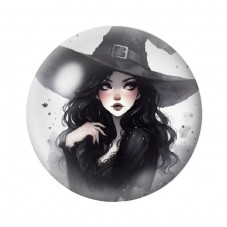 Cabochon en Verre Illustré Sorcière Halloween 12 à 25mm  pour la Création de Bijoux Fantaisie - DIY
