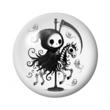 Cabochon en Verre Illustré Faucheuse Halloween 12 à 25mm  pour la Création de Bijoux Fantaisie - DIY