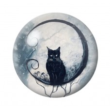 Cabochon en Verre Illustré Chat Noir Halloween 12 à 25mm  pour la Création de Bijoux Fantaisie - DIY