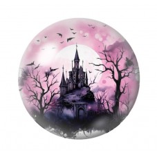 Cabochon en Verre Illustré Château Hanté Halloween 12 à 25mm  pour la Création de Bijoux Fantaisie - DIY