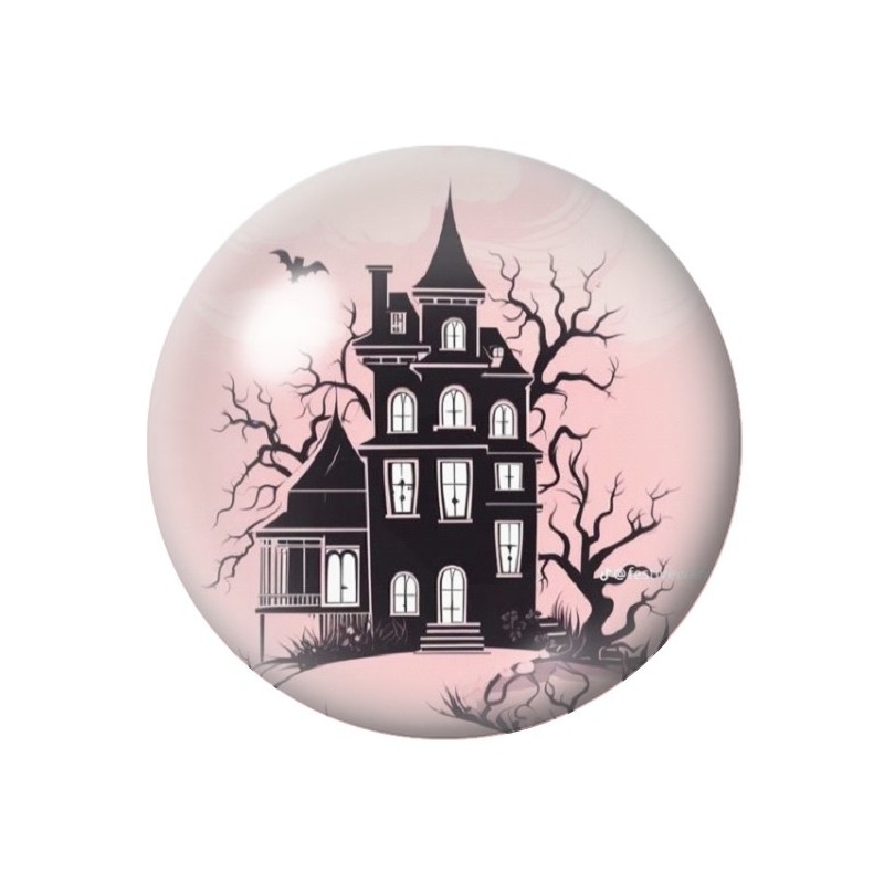 Cabochon en Verre Illustré Manoir Hanté Halloween 12 à 25mm