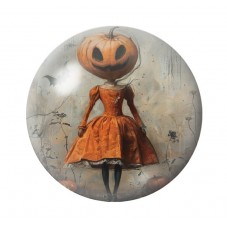Cabochon en Verre Illustré Femme Citrouille Halloween 12 à 25mm  pour la Création de Bijoux Fantaisie - DIY