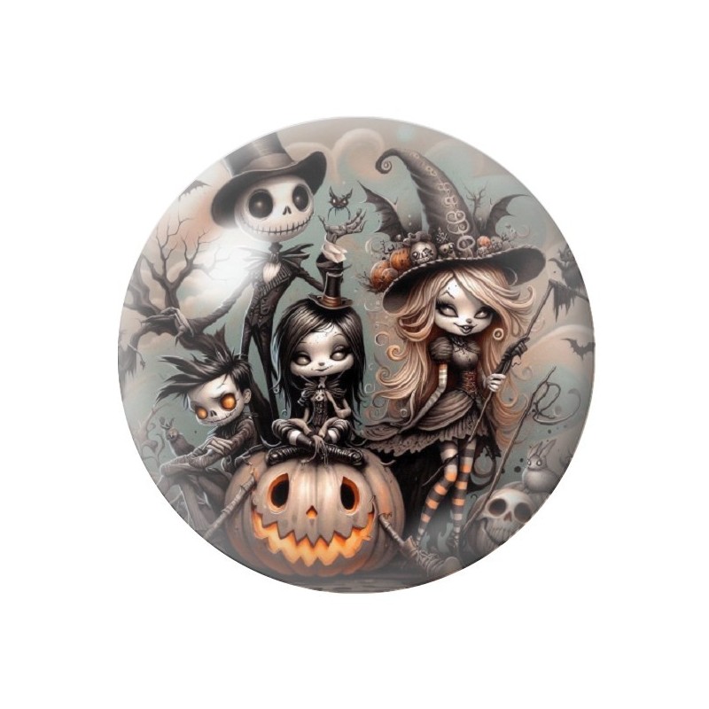 Cabochon en Verre Illustré Jack Halloween 12 à 25mm