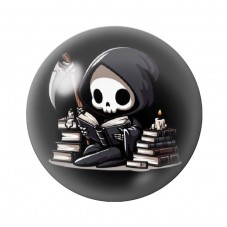 Cabochon en Verre Illustré Faucheuse Livres Halloween 12 à 25mm  pour la Création de Bijoux Fantaisie - DIY