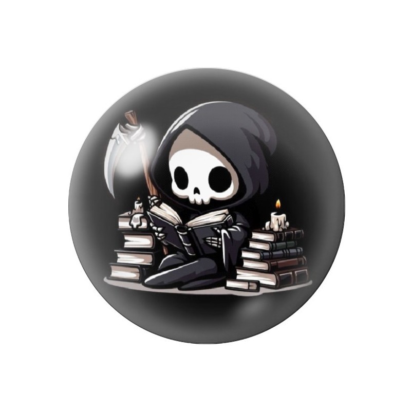 Cabochon en Verre Illustré Faucheuse Livres Halloween 12 à 25mm