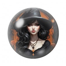 Cabochon en Verre Illustré Sorcière Halloween 12 à 25mm  pour la Création de Bijoux Fantaisie - DIY