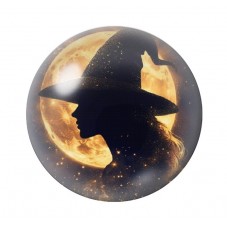Cabochon en Verre Illustré Sorcière Lune Halloween 12 à 25mm  pour la Création de Bijoux Fantaisie - DIY