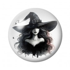 Cabochon en Verre Illustré Sorcière Halloween 12 à 25mm  pour la Création de Bijoux Fantaisie - DIY