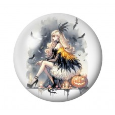 Cabochon en Verre Illustré Femme Gothique Halloween 12 à 25mm  pour la Création de Bijoux Fantaisie - DIY