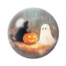 Cabochon en Verre Illustré Chat Noir Citrouille Fantôme Halloween 12 à 25mm  pour la Création de Bijoux Fantaisie - DIY