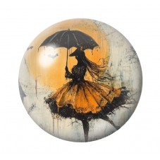 Cabochon en Verre Illustré Femme Parapluie Halloween 12 à 25mm  pour la Création de Bijoux Fantaisie - DIY