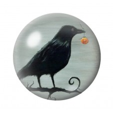 Cabochon en Verre Illustré Corbeau Citrouille Halloween 12 à 25mm  pour la Création de Bijoux Fantaisie - DIY