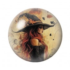 Cabochon en Verre Illustré Sorcière Halloween 12 à 25mm  pour la Création de Bijoux Fantaisie - DIY