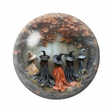 Cabochon en Verre Illustré Sorcières Halloween 12 à 25mm  pour la Création de Bijoux Fantaisie - DIY
