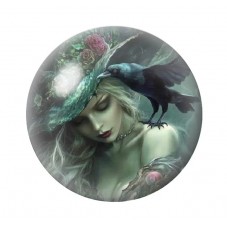 Cabochon en Verre Illustré Sorcière Corbeau Halloween 12 à 25mm  pour la Création de Bijoux Fantaisie - DIY
