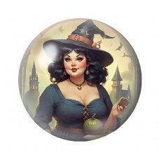 Cabochon en Verre Illustré Sorcière Halloween 12 à 25mm  pour la Création de Bijoux Fantaisie - DIY