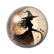 Cabochon en Verre Illustré Sorcière Halloween 12 à 25mm  pour la Création de Bijoux Fantaisie - DIY