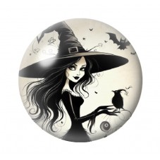 Cabochon en Verre Illustré Sorcière Halloween 12 à 25mm  pour la Création de Bijoux Fantaisie - DIY