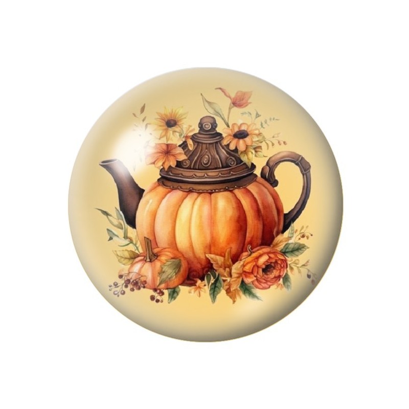 Cabochon en Verre Illustré Théière Halloween 12 à 25mm