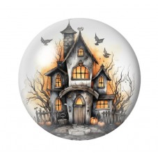 Cabochon en Verre Illustré Manoir Hanté Halloween 12 à 25mm  pour la Création de Bijoux Fantaisie - DIY