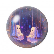 Cabochon en Verre Illustré Fantômes Halloween 12 à 25mm  pour la Création de Bijoux Fantaisie - DIY