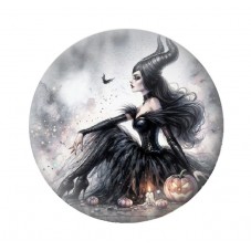 Cabochon en Verre Illustré Maléfique Halloween 12 à 25mm  pour la Création de Bijoux Fantaisie - DIY