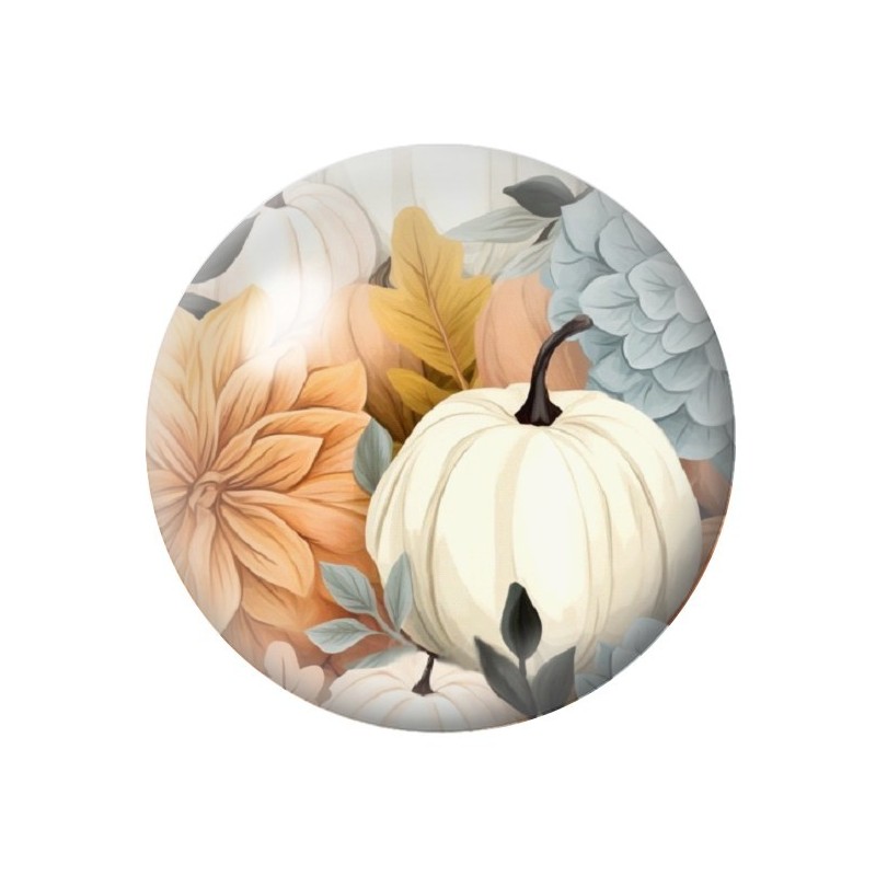 Cabochon en Verre Illustré Citrouille Fleurs Halloween 12 à 25mm