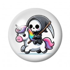 Cabochon en Verre Illustré Faucheuse Licorne Halloween 12 à 25mm  pour la Création de Bijoux Fantaisie - DIY