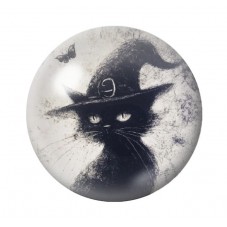 Cabochon en Verre Illustré Chat Noir Chapeau Halloween 12 à 25mm  pour la Création de Bijoux Fantaisie - DIY