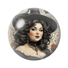 Cabochon en Verre Illustré Sorcière Halloween 12 à 25mm  pour la Création de Bijoux Fantaisie - DIY