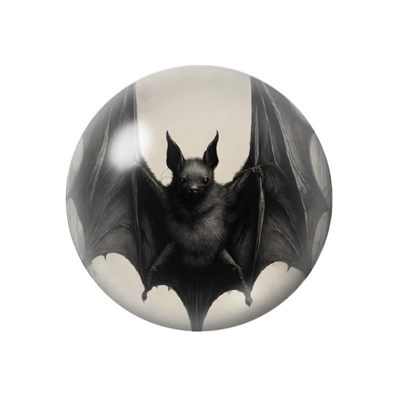 Cabochon en Verre Illustré Chauve-Souris Halloween 12 à 25mm