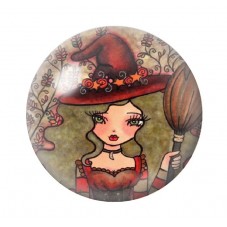 Cabochon en Verre Illustré Petite Sorcière Halloween 12 à 25mm  pour la Création de Bijoux Fantaisie - DIY