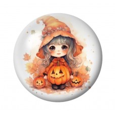 Cabochon en Verre Illustré Petite Sorcière Halloween 12 à 25mm  pour la Création de Bijoux Fantaisie - DIY